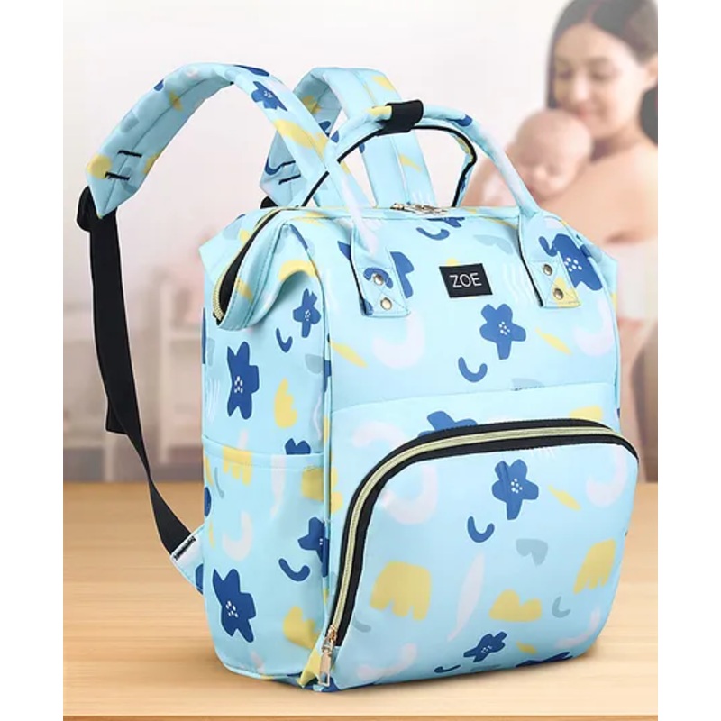 ZOE Blue Blossom Multipurpose Diaper Backpack - Blue