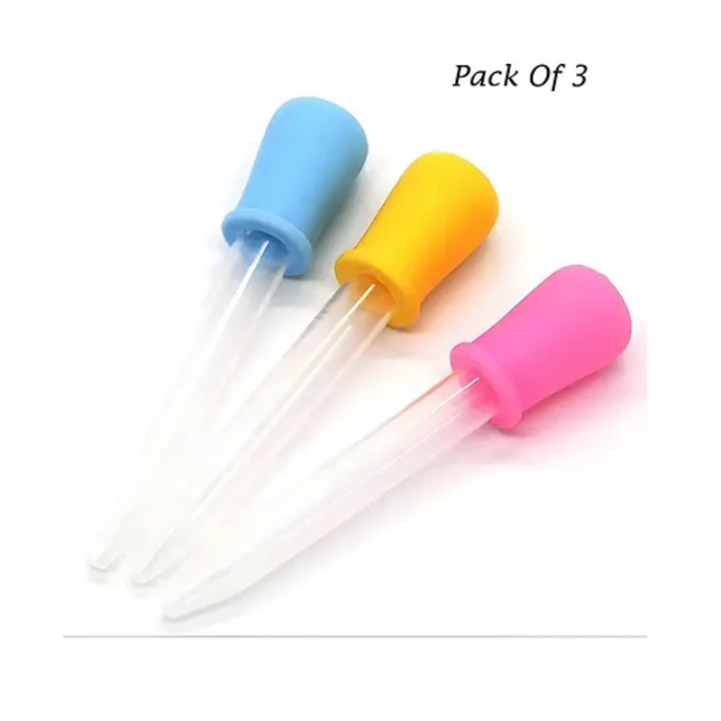 Baby Miniature Silicone and Plastic Eye Dropper Water Liquid Medicine Dropper for Kids Children - PACK OF 3 - COLOR MAY VARY