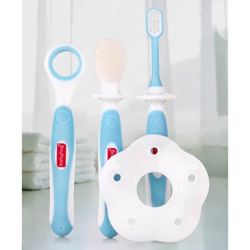 Babyhug 3 Stage Oral Care Set Cum Training Toothbrush - Blue