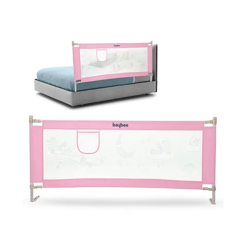 Baybee Portable Adjustable Bed Rail Guard for Baby - Pink