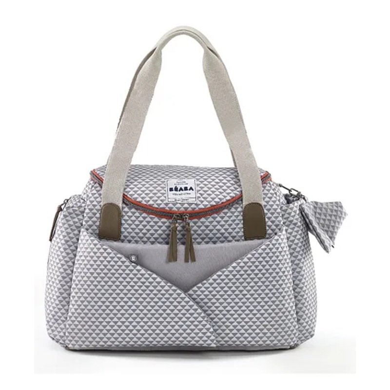 Beaba Sydney Diaper Bag Grey and Coral - 0m+