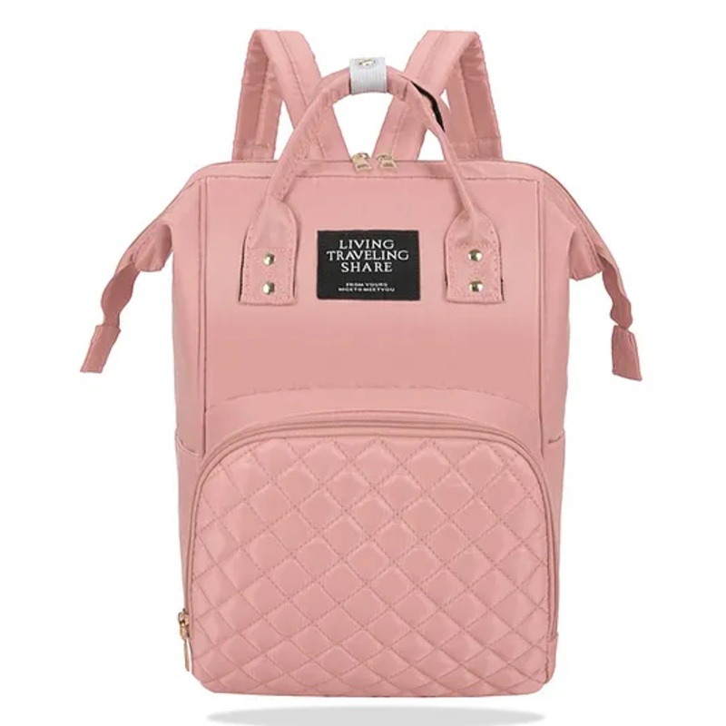 Bembika Diaper Bags For Mom And Dad Kids Diaper Bags For Travel Backpack - Chex  Light Pink