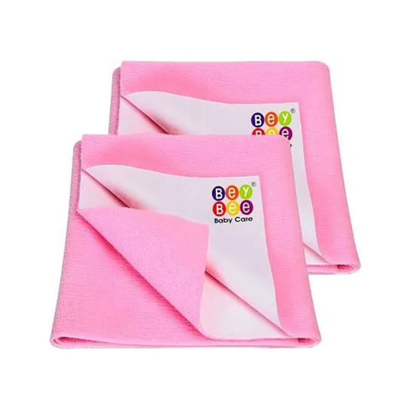 Bey Bee Baby Waterproof Bed Protector Small Dry Sheet Combo Pack of 2 - Pink
