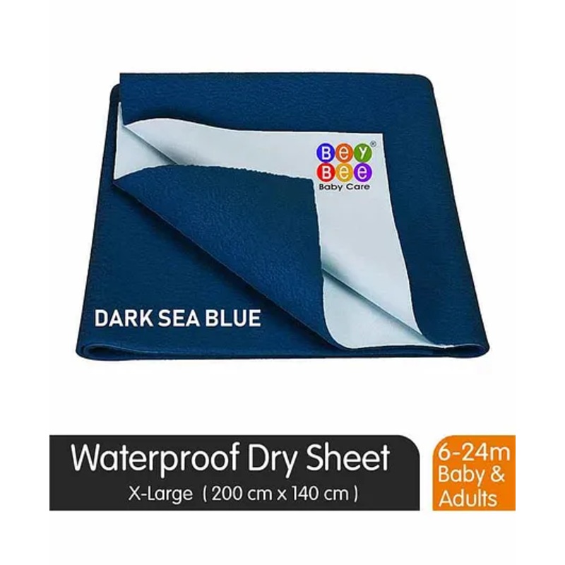 BeyBee Quick Dry Baby Bed Protector Waterproof Sheet X-Large- Dark Sea Blue