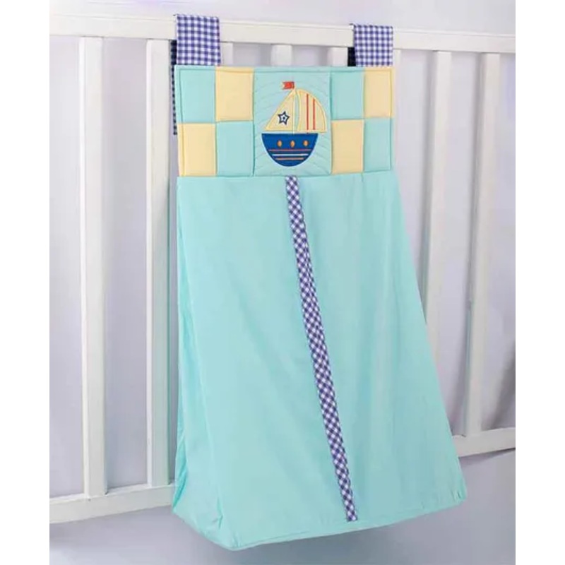 Blooming Buds Sailboat Embroidery Diaper Stacker - Blue