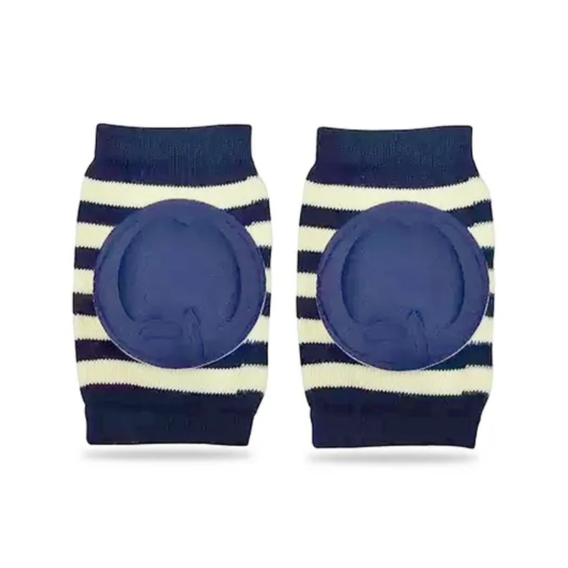 Chinmay Kids Crawling Anti-Slip Padded Stretchable Elastic Cotton Soft Breathable Comfortable Knee & Elbow Cap with Lining Pattern - Blue