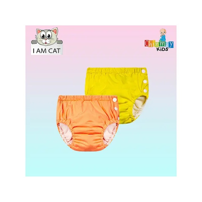 Chinmay Kids Reusable Swimwear Diaper Pants Set Of 2 - Orange & Yellow
