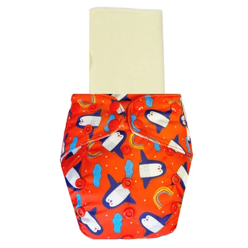 Dumbledo Cloth Diaper Eco-Friendly Reusable Adjustable Free Size Leak Proof Quick Dry Unisex With Insert Pack of 1 - Red