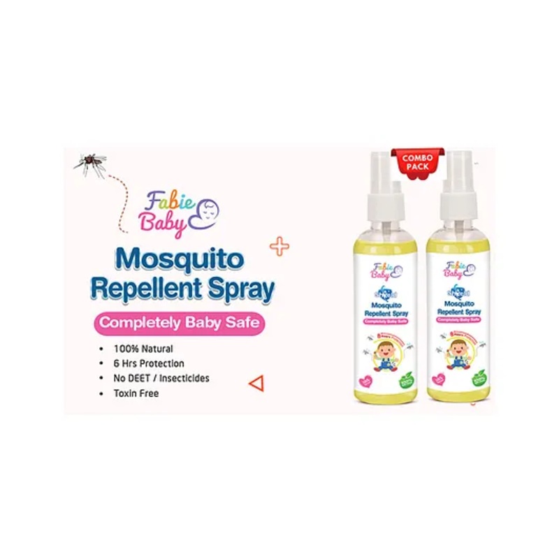 Fabie Baby Shield Mosquito Repellent Spray (100ml) for Babies Natural Oils Toxin Free 6 Hrs Protection - Pack of 2