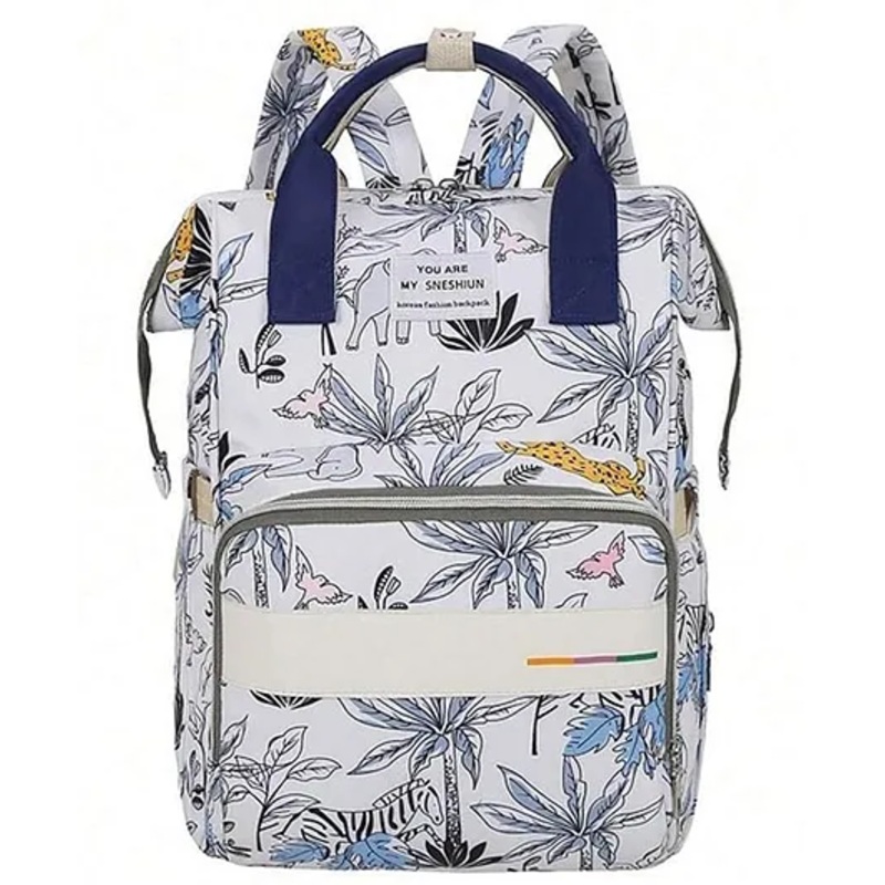 House of Quirk Baby Diaper Bag Maternity Backpack-White Zoo