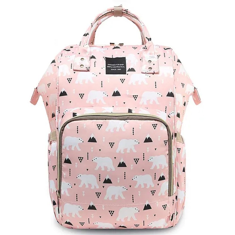 House of Quirk Diaper Bag Maternity Backpack Bear Print  -  Pink