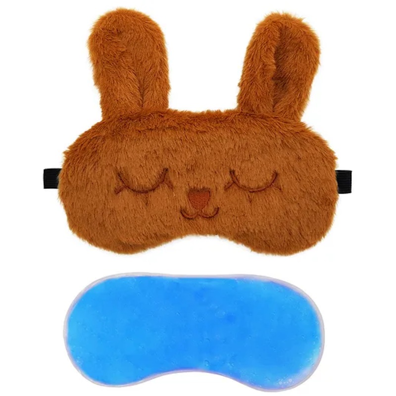 JENNA Sleeping Eye Mask With Cooling Gel Bunny Tear Face Print - Brown