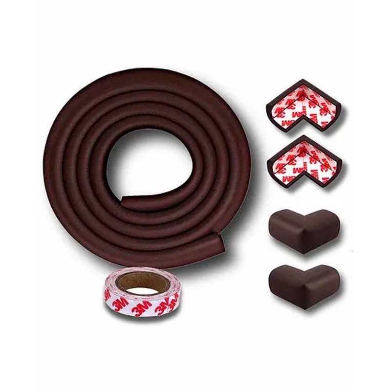 KidDough 2 Meters Safety Strip and 4 Corner Guards Combo Pack - Brown