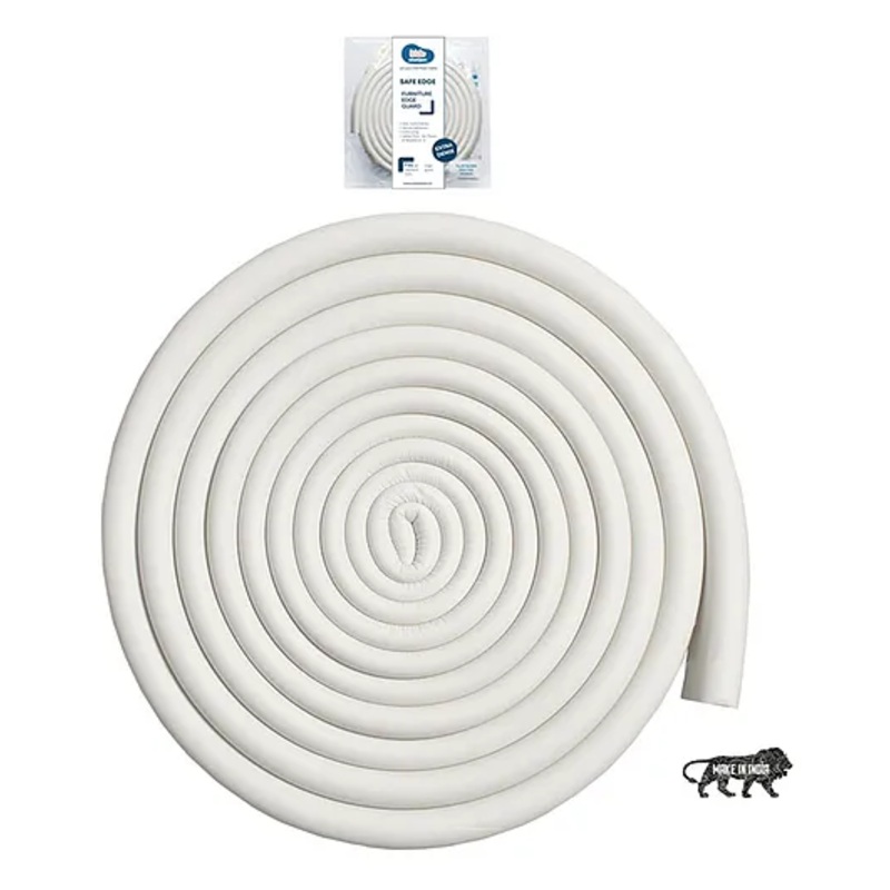 Kids Station NBR BPA-Free Baby Safety Edge Protector - Edge Protector Strip for Infants, Sharp Edges - Toddler proofing Cover - Safety Bumper for Furniture, Table and Bed Corners - U shaped - 5m Long (Off-White)
