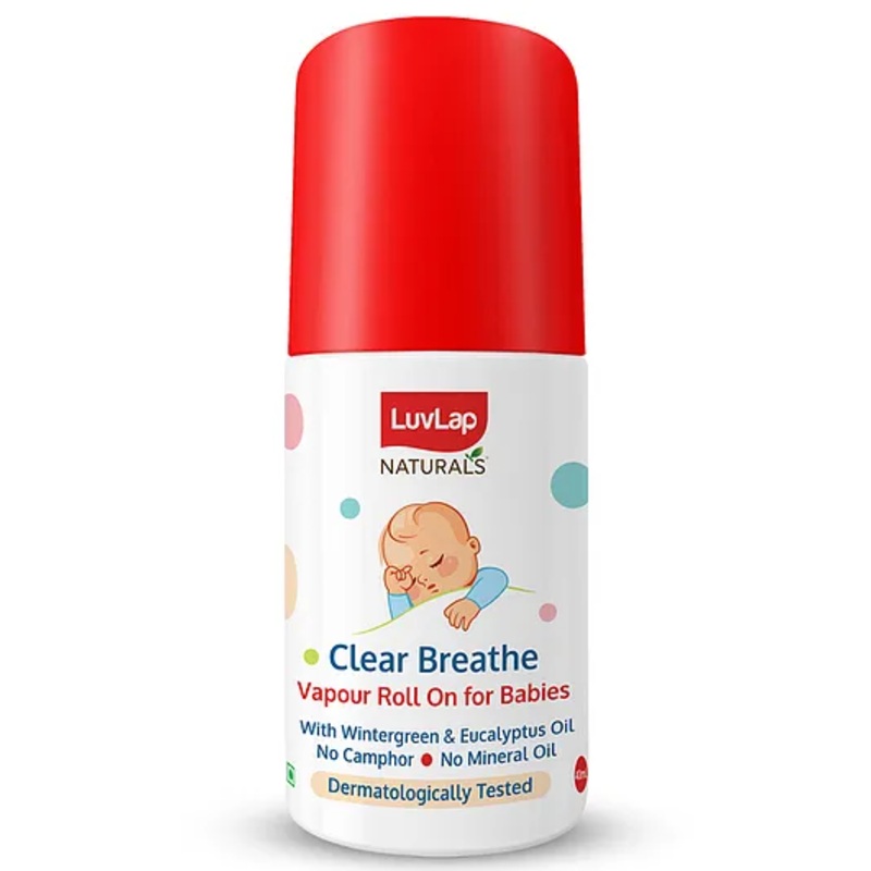LuvLap Naturals Clear Breathe Vapour Roll-on for babies Dermatologically Tested Formulated with Oil of Wintergreen & Eucalyptus oil No Camphor & Mineral Oil Decongestant for Cough & Cold - 40 ml