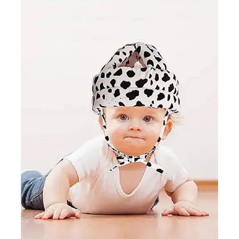 numum Baby Safety Helmet - White with Black Dots (Color and Design may vary)