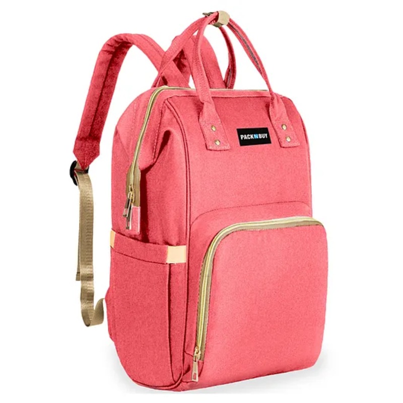 PACKNBUY Baby Diaper Bag Classic Backpack Style for Travel and Storage - Hot Pink