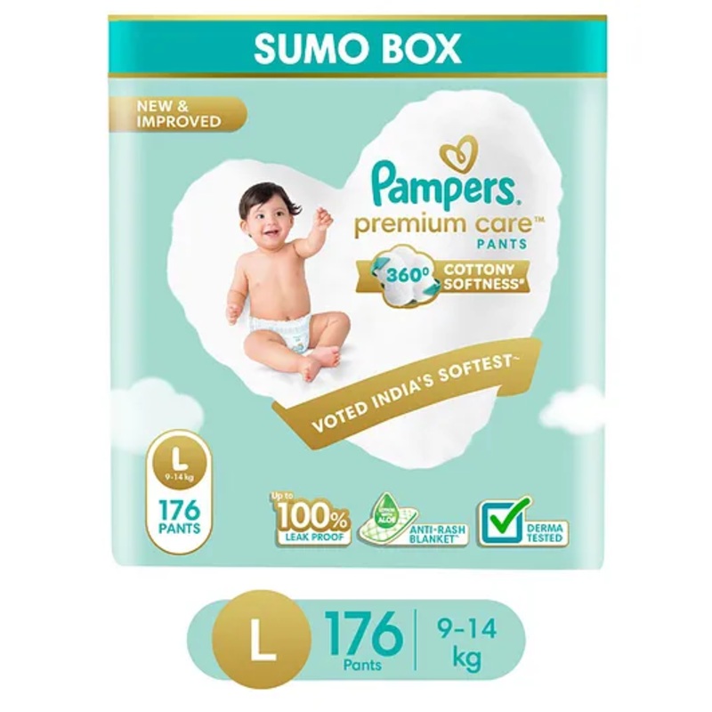 Pampers Premium Care Pants Baby Diapers Large Size - 176 Pieces