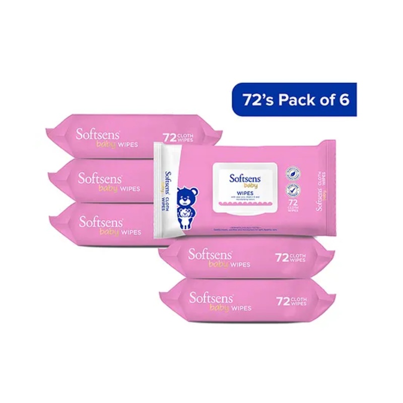 Softsens Extra Moisturising Skin Care Wet Wipes Pack of 6 - 72 Pieces Each
