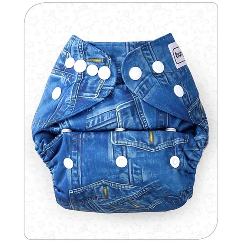 Babyhug Free Size Reusable Cloth Diaper With Insert Denim Print - Blue