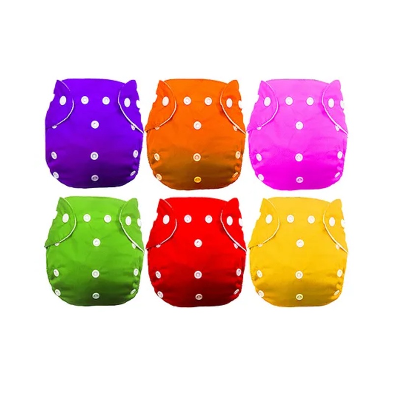 Babymoon Washable & Reusable Cloth Diaper Pocket Without Inserts Pack of 6 - Multicolor