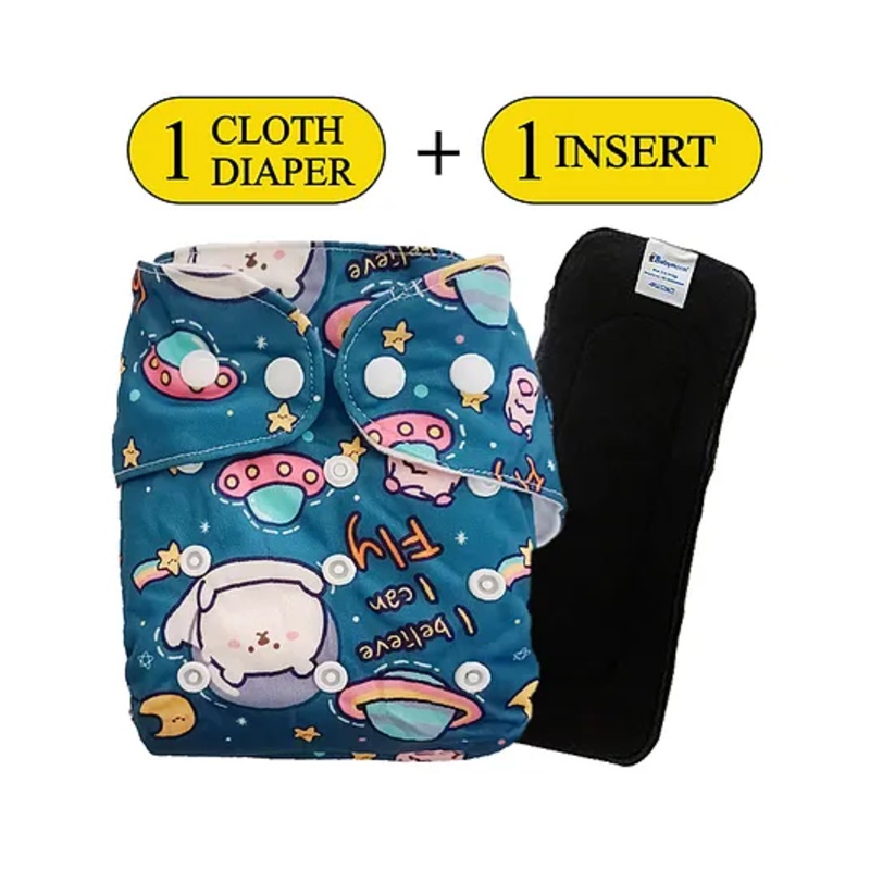 Babymoon Washable & Reusable Cloth Diaper  With Insert Universe Print Pack of 2 - Multicolor