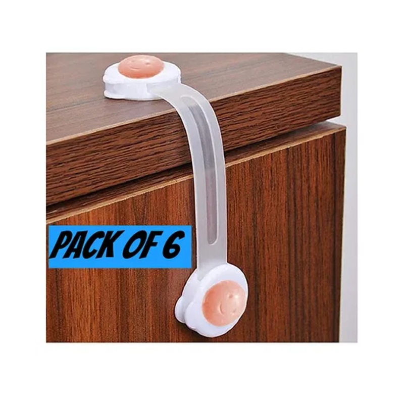 Boxot Impex Baby Safety Adjustable Drawer Cabinet Locks Straps Pack of 6 - White