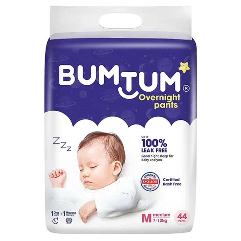 Bumtum Overnight Diaper Pants with Chamomile Microbial Layer Leak Protection & Rash Control Medium- 44 Pieces