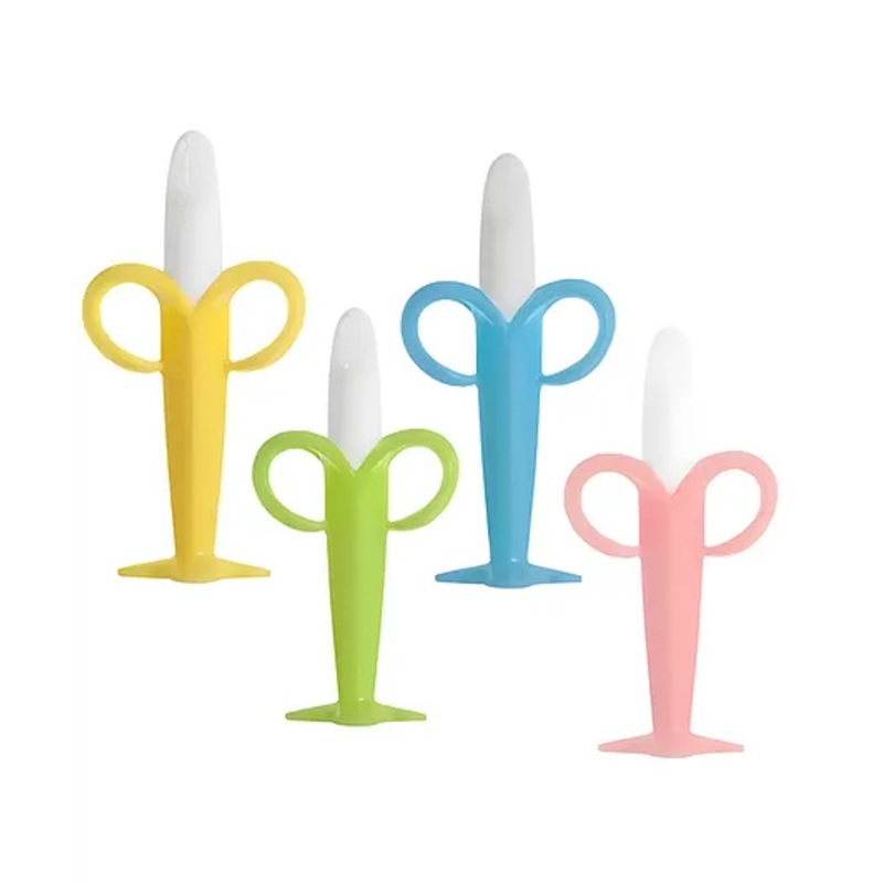 Cozy Vibes Teeth-Grinding Toy Safety Food Grade Silicone Baby Training Toothbrush Fruit Banana Shape Teethers-Pack of 1-Color May Vary