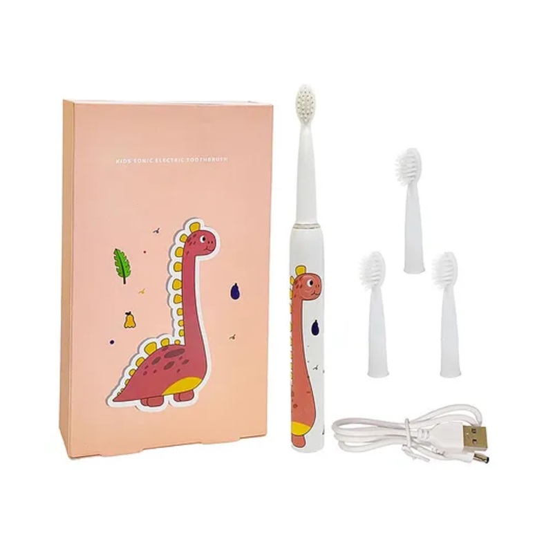 FunBlast Dinosaur Themed Electric Toothbrush with 3 Replacement Brush Heads & Charger