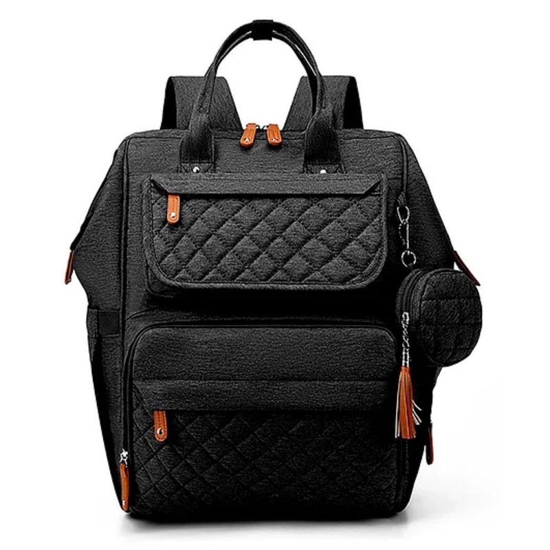 House of Quirk Diaper Bag Maternity Backpack - Dark Black