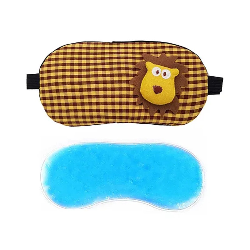 Jenna Tiger Brown Face Sleeping Eye Mask With cooling Gel - Yellow