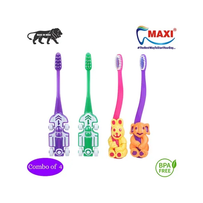MAXI Junior Toothbrush Pack of 4 - Multicolour