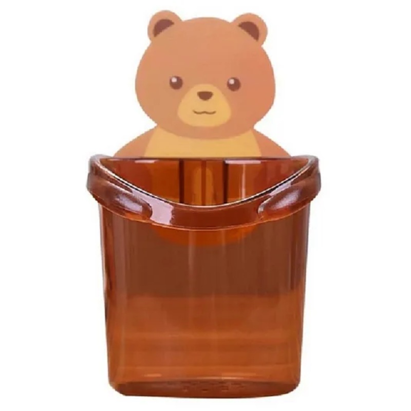 Ortis Toothbrush Holder Shelf Wall Mounted with Self Adhesive Teddy Bear Magic Sticker - Multicolour