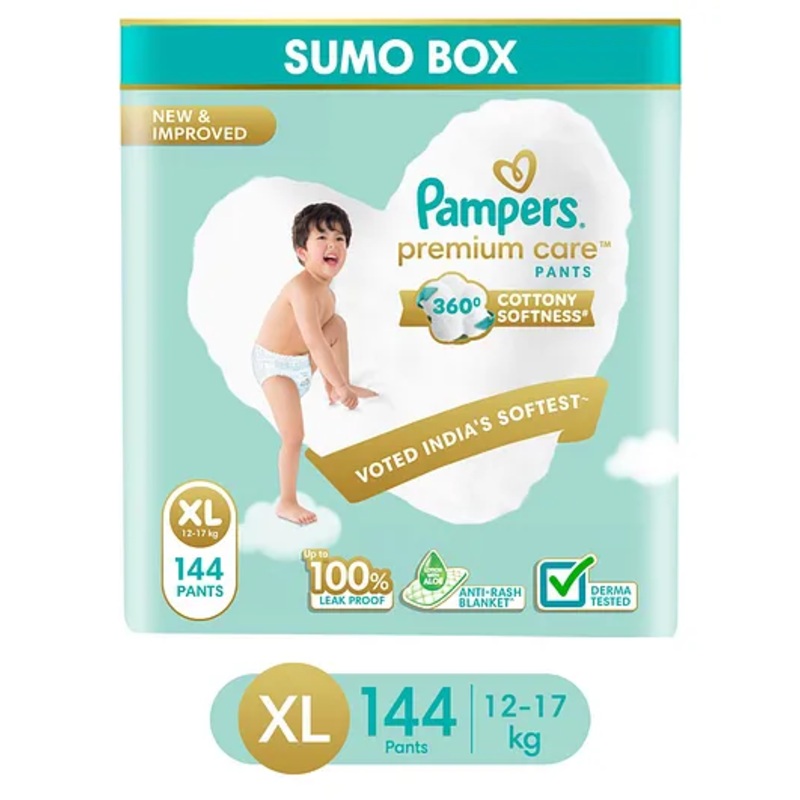 Pampers Premium Care Pants Baby Diapers Extra Large - 144 Pieces