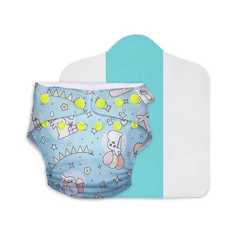 SuperBottoms Freesize UNO Cloth Diaper (3M - 3Y) Reusable with 1 Dry Feel Pad, Absorbs 4-5 Pees - Hunny Bummy