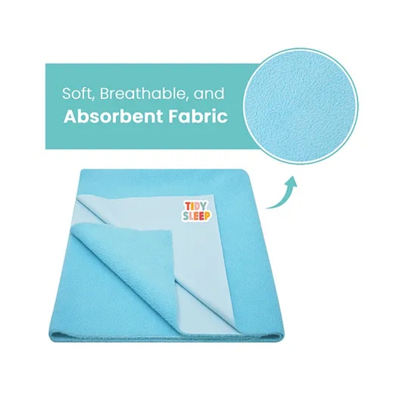 TIDY SLEEP Waterproof Baby Bed Protector Dry Sheet For New Born Babies- Baby Blue (Large)