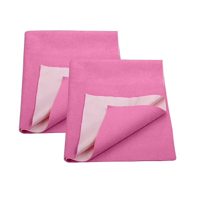 Trance Home Linen Supersoft Soft Extra Absorbent Water Proof Baby Dry Sheet for Kids- Medium Pack of 2 - Pink