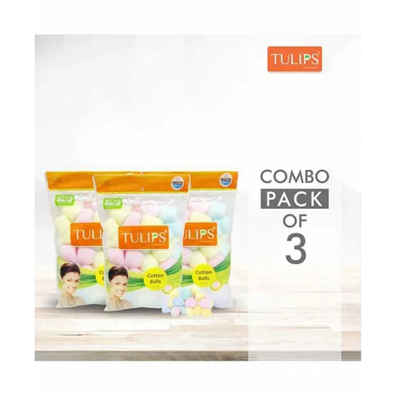 Tulips Colour Cotton Balls Pack of 3 - 50 Pieces Each
