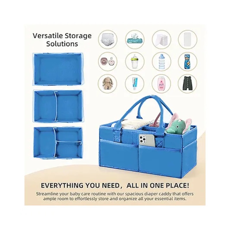 Babymoon Multifunctional Caddy Organiser Storage Mother Baby Diaper Bag Foldable - Blue