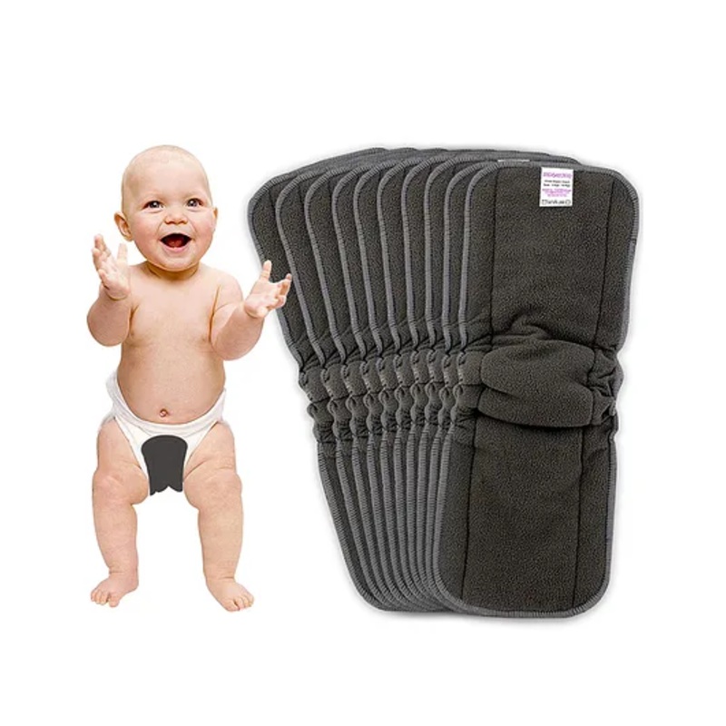 Bembika Cotton Bamboo Charcoal Nappy Inserts Pack of 10 - Grey