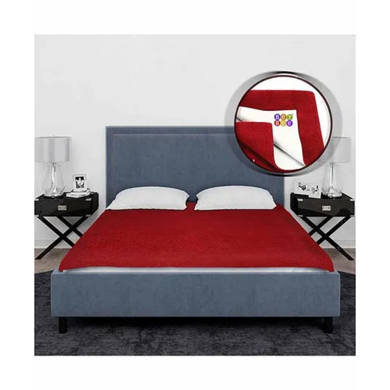 BeyBee Cotton Baby Bed Protector Waterproof for Newborn Babies Double Bed Size- 260cm x 200cm - Maroon