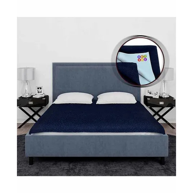 BeyBee Cotton Quickly Dry Sheet for Baby Large Size Double Bed, Double Bed Size- Dark Blue