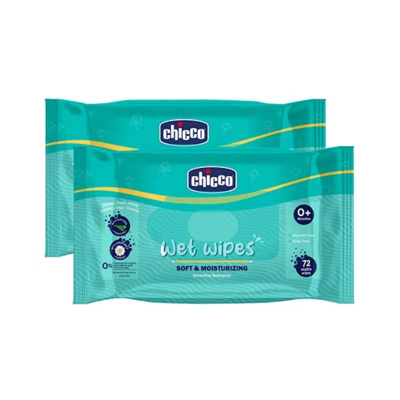 Chicco Soft & Moisturizing Wet Wipes Pack of 2 - 144 Wipes