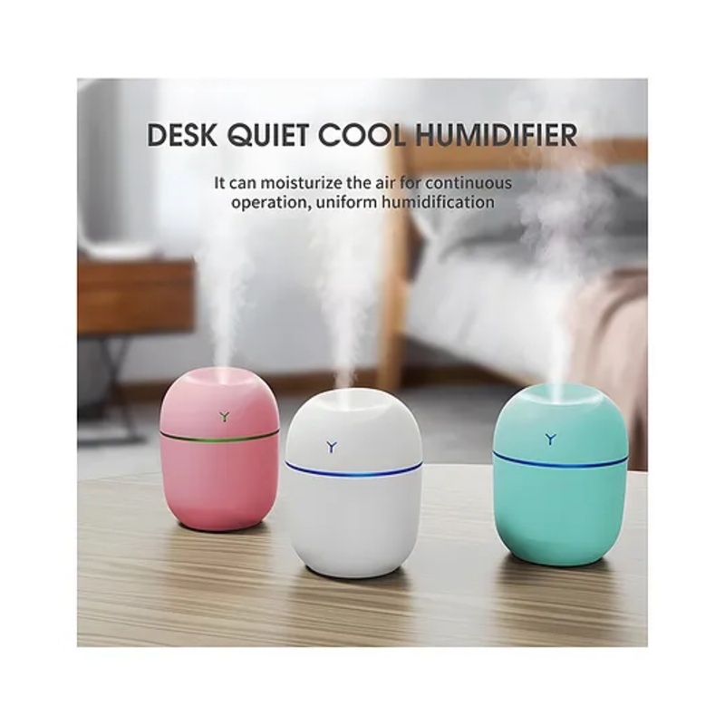 COZY VIBES 220mL Mist Humidifier with Night Light Portable Desk Quiet Cool USB Humidifier Waterless Auto-Off Humidifier for Home Travel Office Bedroom - PACK OF 1 - COLOR MAY VARY