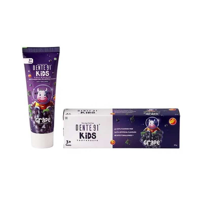 Dente91 Kids Toothpaste, Protects against dental caries & Hypersensitivity, Fluoride Free, Grape Flavour - 45g