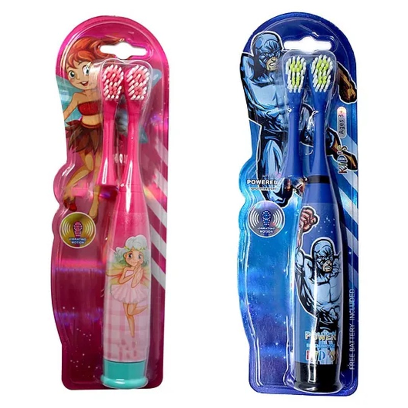 Enorme Electric Soft Bristles Battery Powered  Toothbrush with Extra Brush Pack of 2 - Blue and Pink