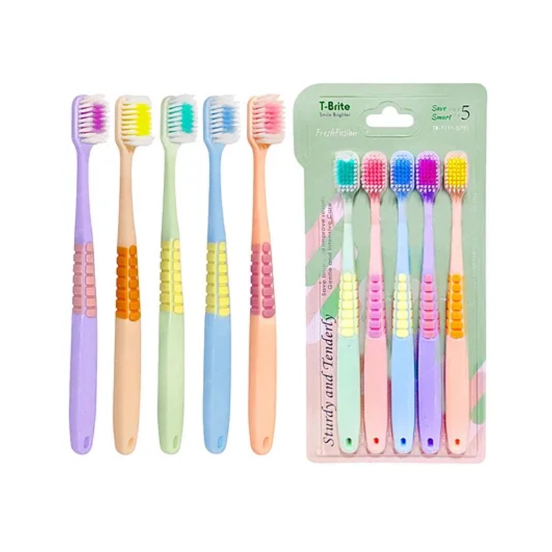 FunBlast Wide Head Soft Bristles Tooth Brush Set  Pack of 5 Multicolor