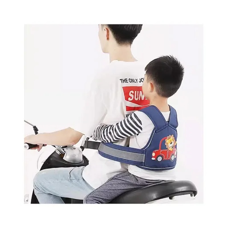 Infantso Blue kids safety belt for two wheeler(2-8 years)- kids bike belt with detachable storage bag -Adjustable safety belt for kids for bike scooty - bike safety harness for kids