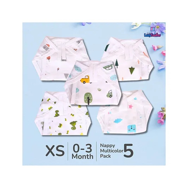 LazyToddler Muslin Nappy Set of 5  Extra Small (DN)